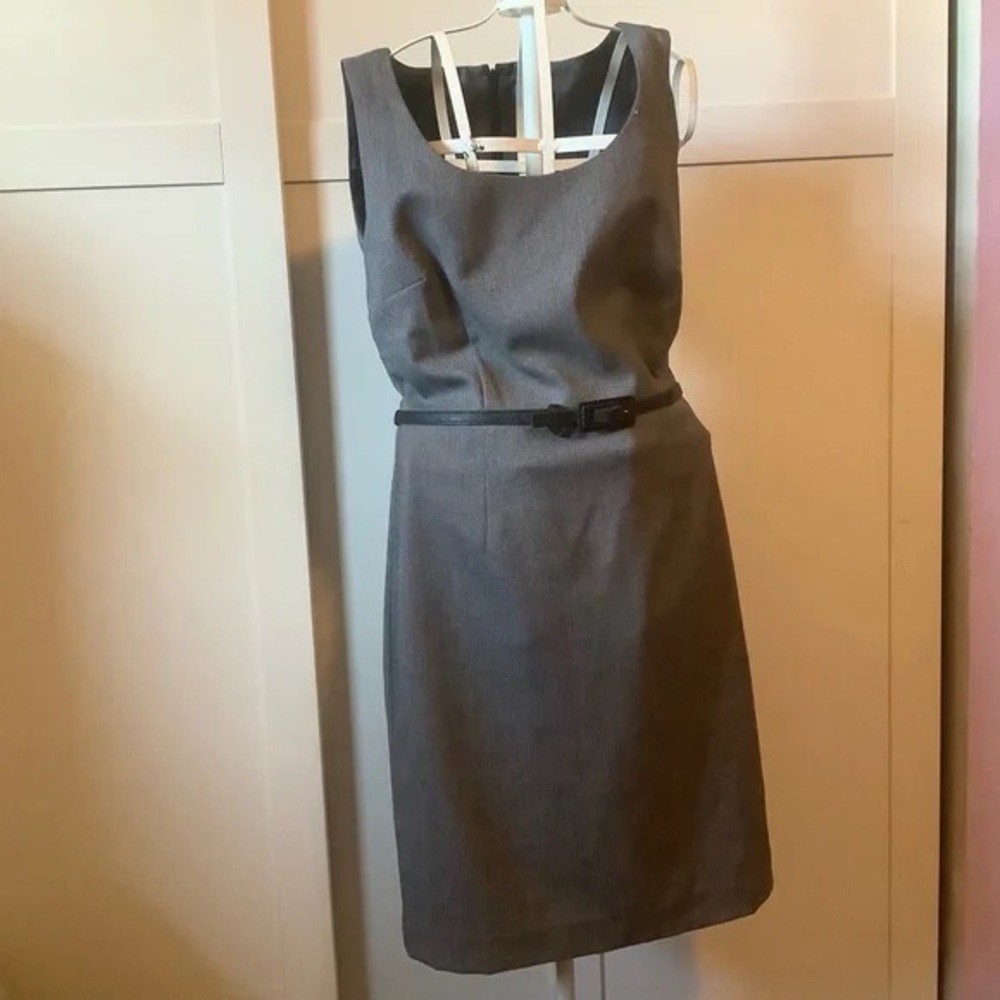 Ann Taylor Charcoal Belted Midi Dress